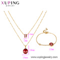 S-291 Xuping moda joyería de oro india diseño de cuentas simple pulsera + collar de dos piezas de joyería chapada en oro para las mujeres